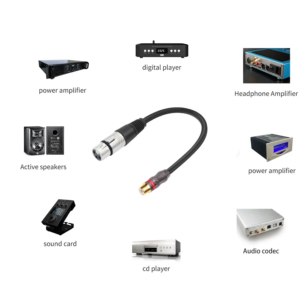 0.3m 3Pin XLR Female To RCA Female RCA Female To 3Pin-XLR Female Adapter Cord for Microphone Amplifier Mixer