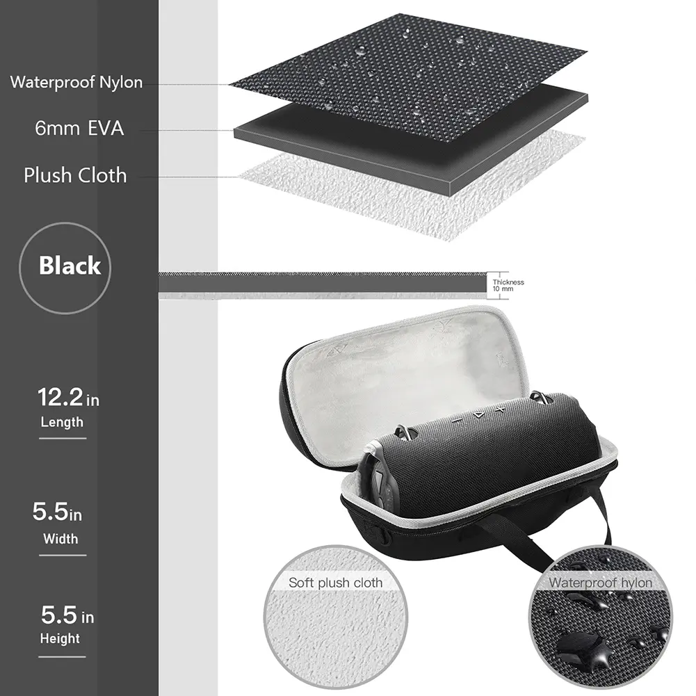 Hard Carrying Case Anti-scratch Hard Travelling Case with Zipper Pocket Bag&Shoulder Strap for JBL Xtreme 4 Wireless BT Speaker
