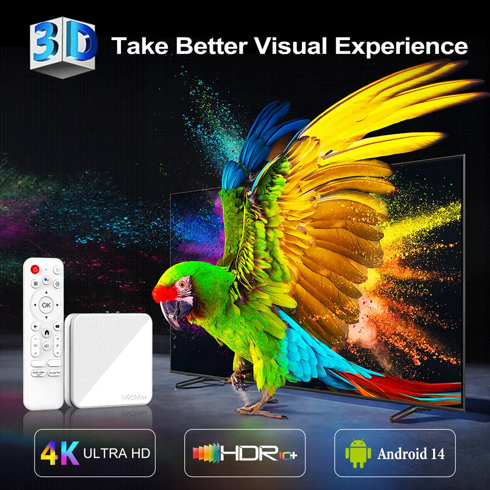 Smart TV Box 4K 2GB RAM 8GB/16GB ROM Set Top Box Android 14.0 WiFi BT Quad Core Video Set Top TV Box Android TV Box