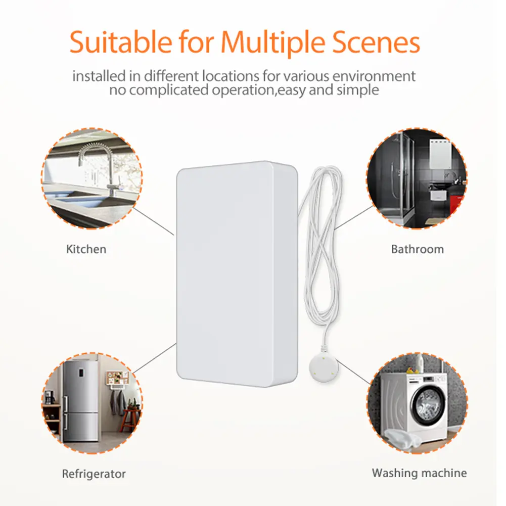 Tuya ZigBee Overflow Security Alarm System Remote Control 2.4GHz Liquid Leak Alarm Battery Powered Portable for Home Apartment