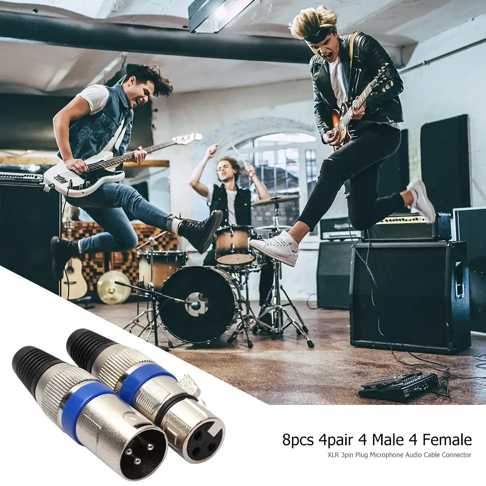8pcs 3Pin XLR Connector Microphone Plug Male Female Adapter MIC Wire Connector