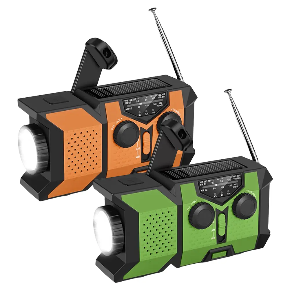 Hand Crank Emergency Radio Portable Radio with Power Bank SOS Alarm LED Flashlight Solar Radio for Outdoor Camping and Emergency