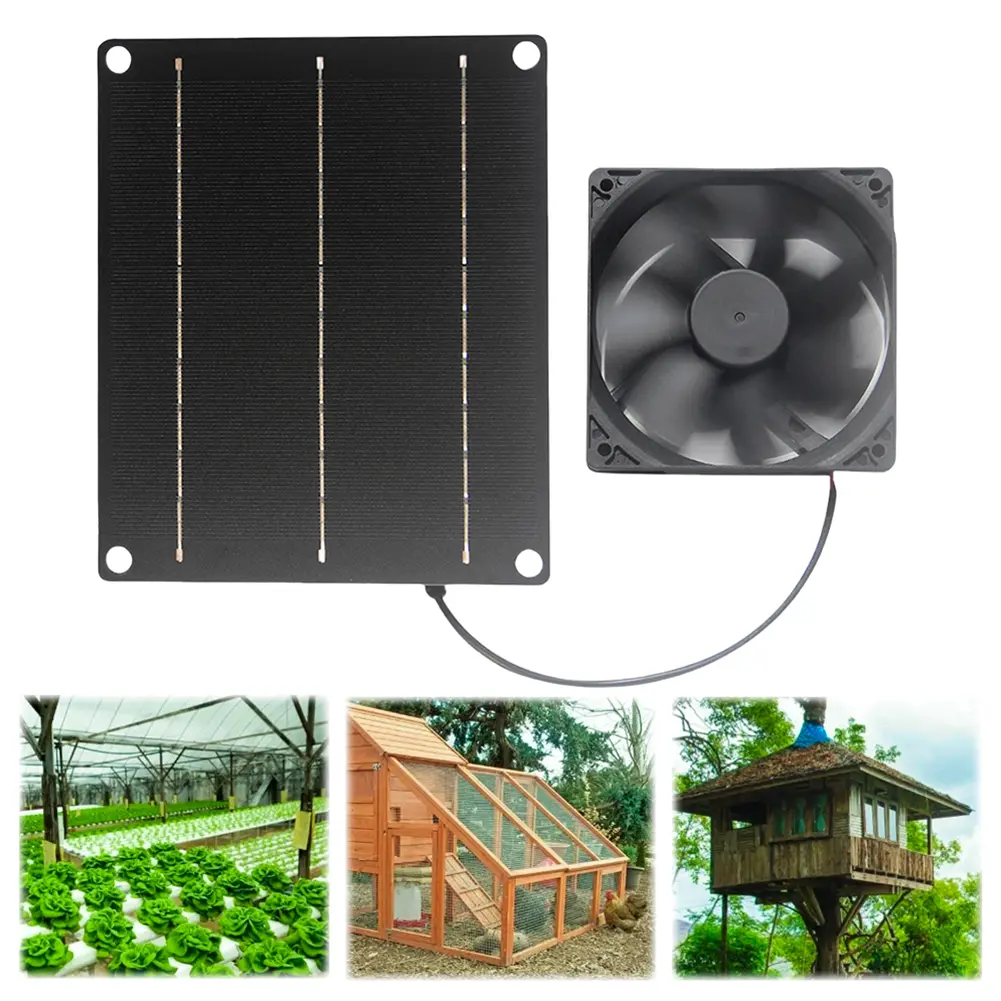6V 6W Solar Exhaust Fan Waterproof Mini Ventilator Solar Panel Powered Fan Air Extractor for Dog Chicken House RV Greenhouse