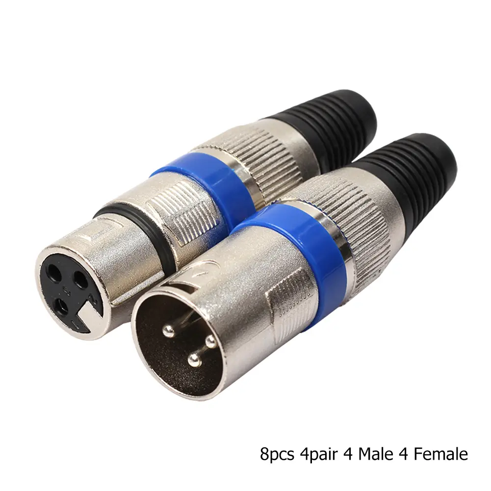 8pcs 3Pin XLR Connector Microphone Plug Male Female Adapter MIC Wire Connector