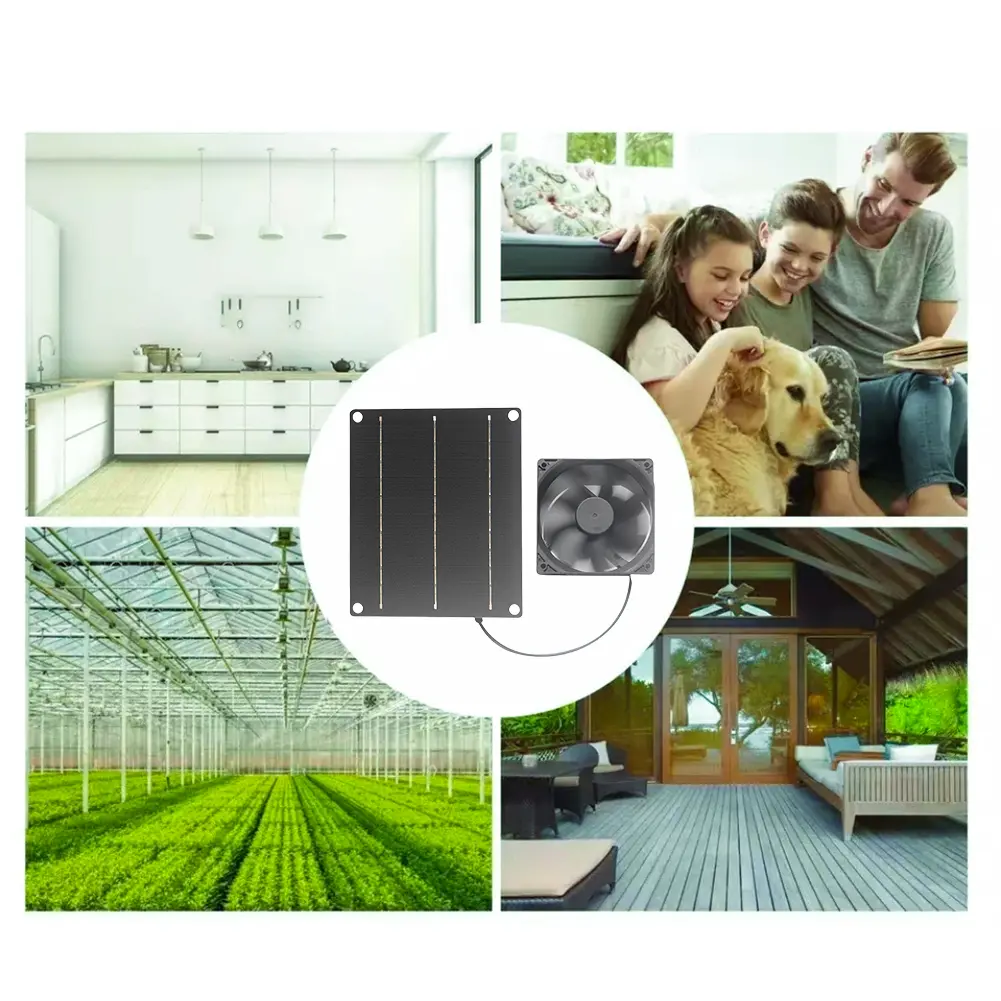 6V 6W Solar Exhaust Fan Waterproof Mini Ventilator Solar Panel Powered Fan Air Extractor for Dog Chicken House RV Greenhouse
