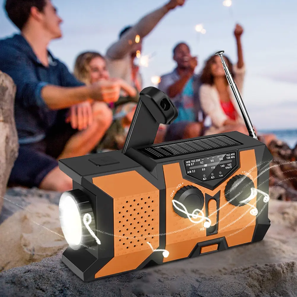 Hand Crank Emergency Radio Portable Radio with Power Bank SOS Alarm LED Flashlight Solar Radio for Outdoor Camping and Emergency