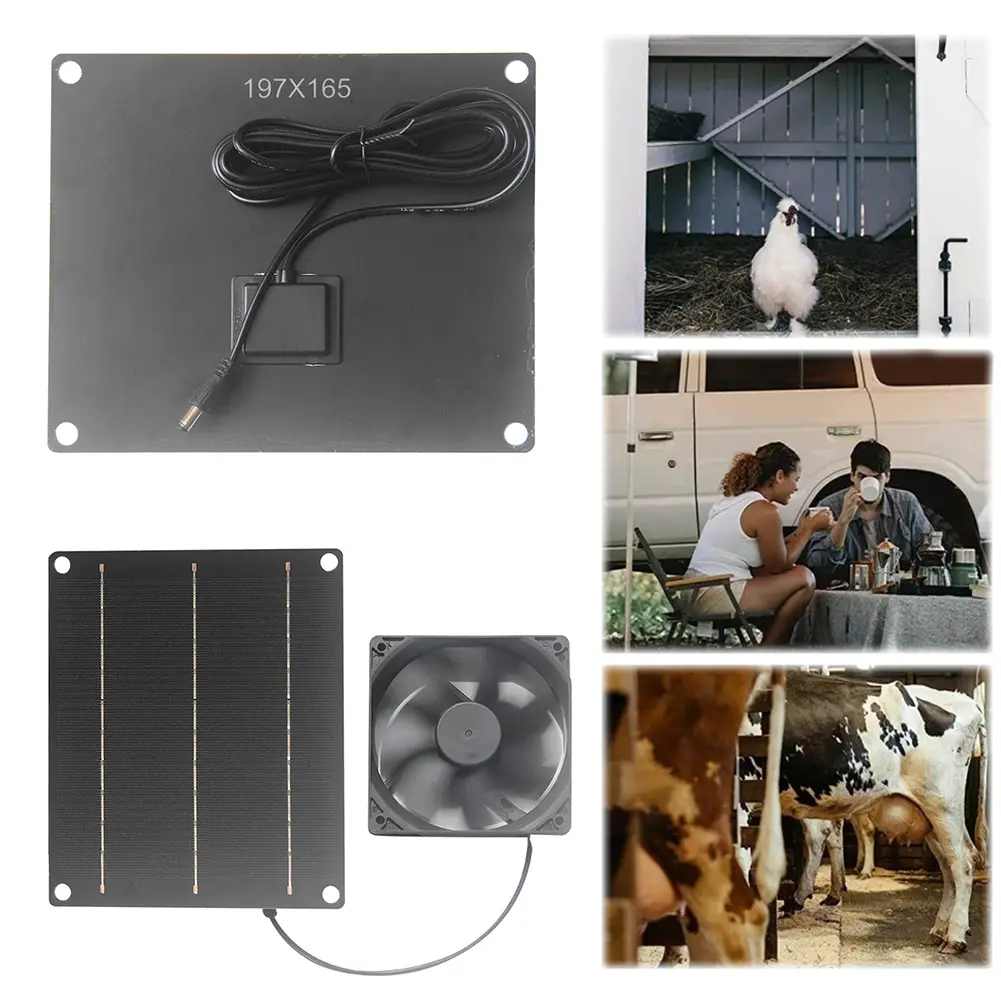 6V 6W Solar Exhaust Fan Waterproof Mini Ventilator Solar Panel Powered Fan Air Extractor for Dog Chicken House RV Greenhouse