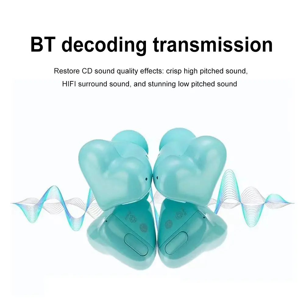 Wireless Earphones Hi-Fi Stereo Headphones Heartbuds Bluetooth-compatible Noice Cancelling Women Fashion