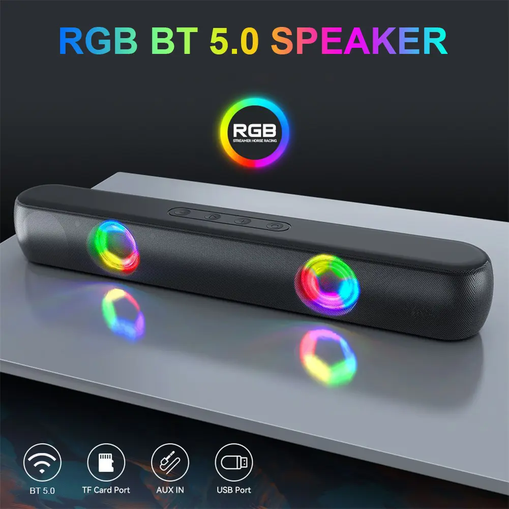 BT5.0 High Bass Audio Speaker USB Charging Hi-Fi Gaming Speaker 1800mAh Wireless Soundbar Speaker for Outdoor Travel Picnic