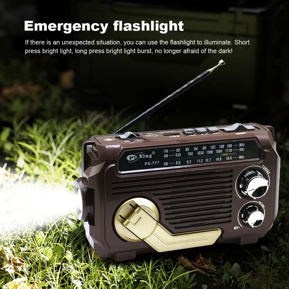 Emergency Hand Crank Radio Solar Powered Radio with BT Speaker Flashlight AM/FM/SW Radio for Outdoor Camping and Emergency