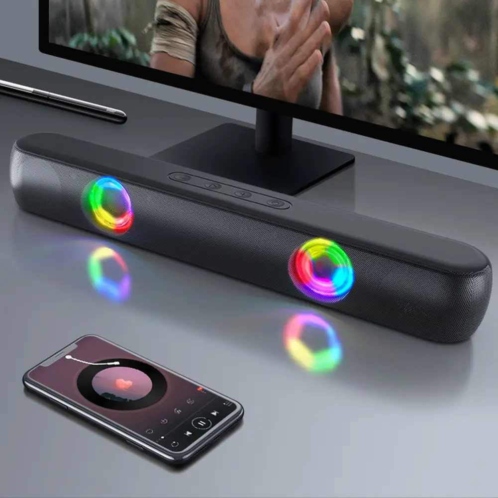 BT5.0 High Bass Audio Speaker USB Charging Hi-Fi Gaming Speaker 1800mAh Wireless Soundbar Speaker for Outdoor Travel Picnic