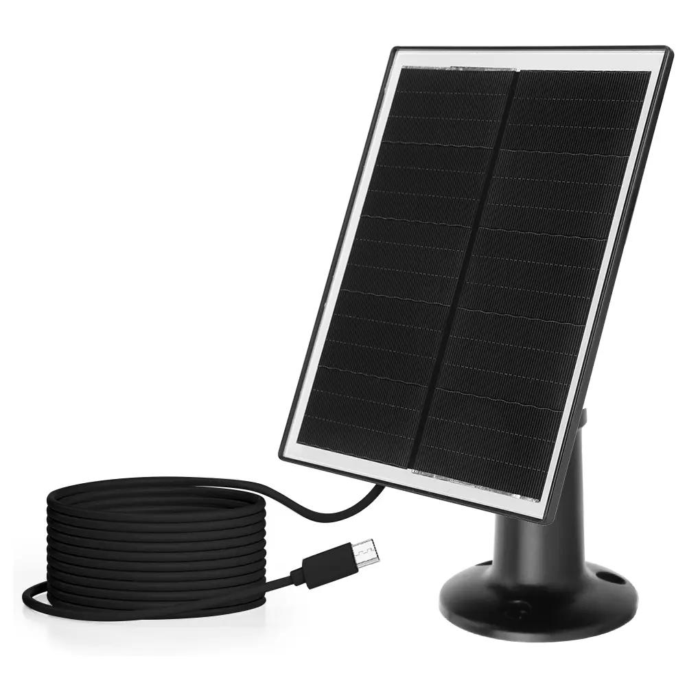 6W 5V Shingled Solar Panel 24% Efficiency Solar Panel Charger IP65 Waterproof Micro USB & USB-C Port for Security Camera