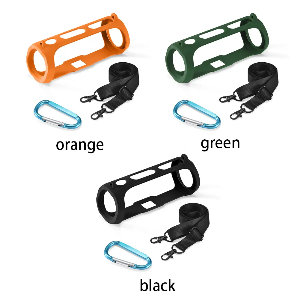 Soft Speaker Case Portable Speaker Protective Cover with Shoulder Strap and Carabiner Protection Casing for JBL FLIP ESSENTIAL 2