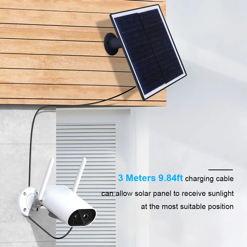 6W 5V Shingled Solar Panel 24% Efficiency Solar Panel Charger IP65 Waterproof Micro USB & USB-C Port for Security Camera