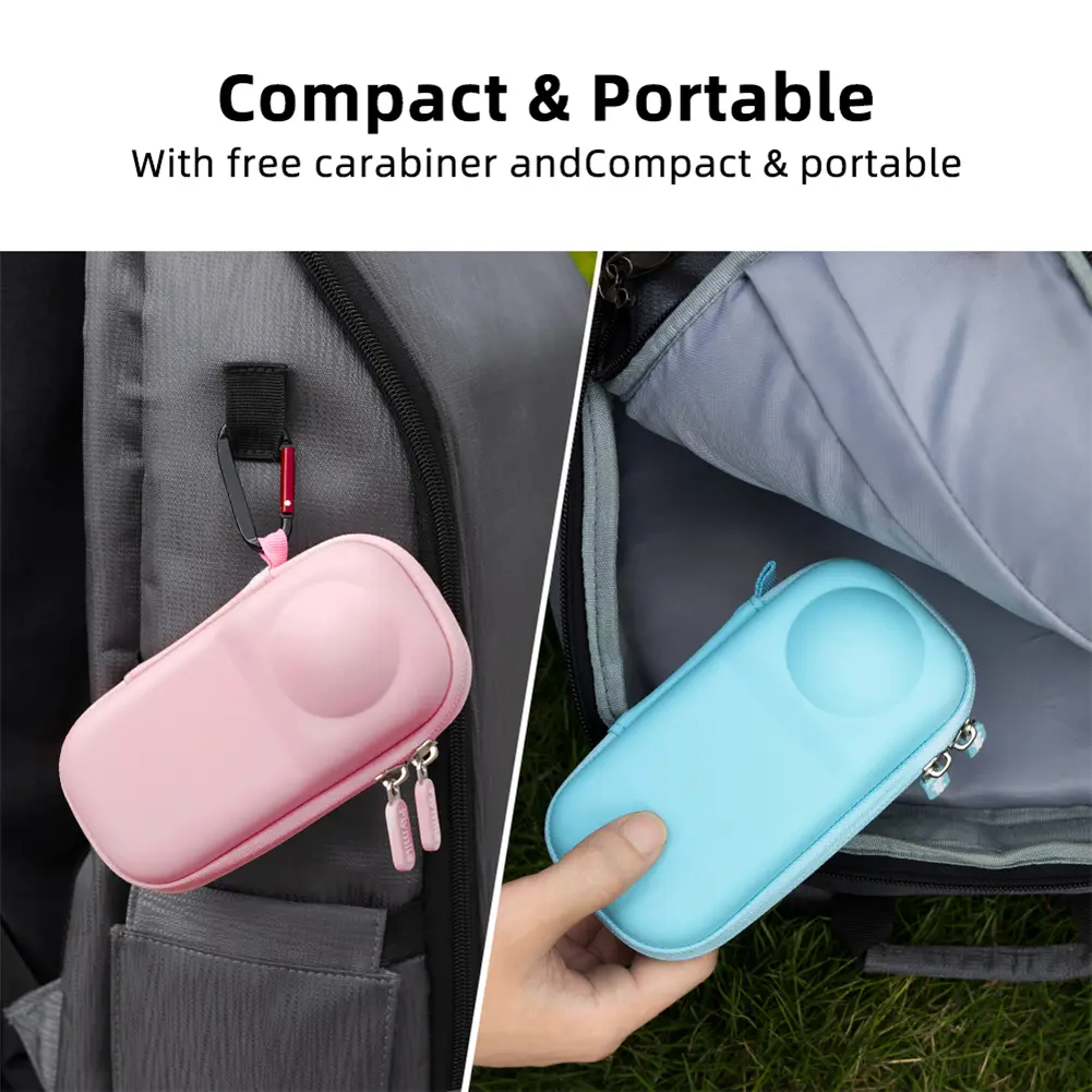 Portable PU Leather Standalone Hard Case Camera Bag with Clip Protective Case Lens Cover Compatible with Insta360 X5 Accessories