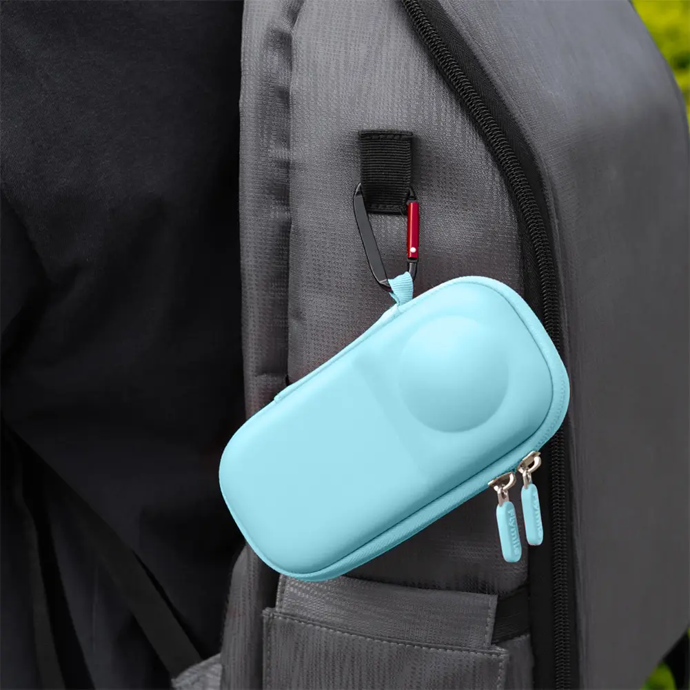 Portable PU Leather Standalone Hard Case Camera Bag with Clip Protective Case Lens Cover Compatible with Insta360 X5 Accessories