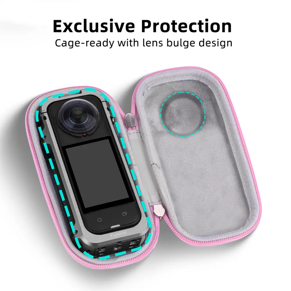 Portable PU Leather Standalone Hard Case Camera Bag with Clip Protective Case Lens Cover Compatible with Insta360 X5 Accessories