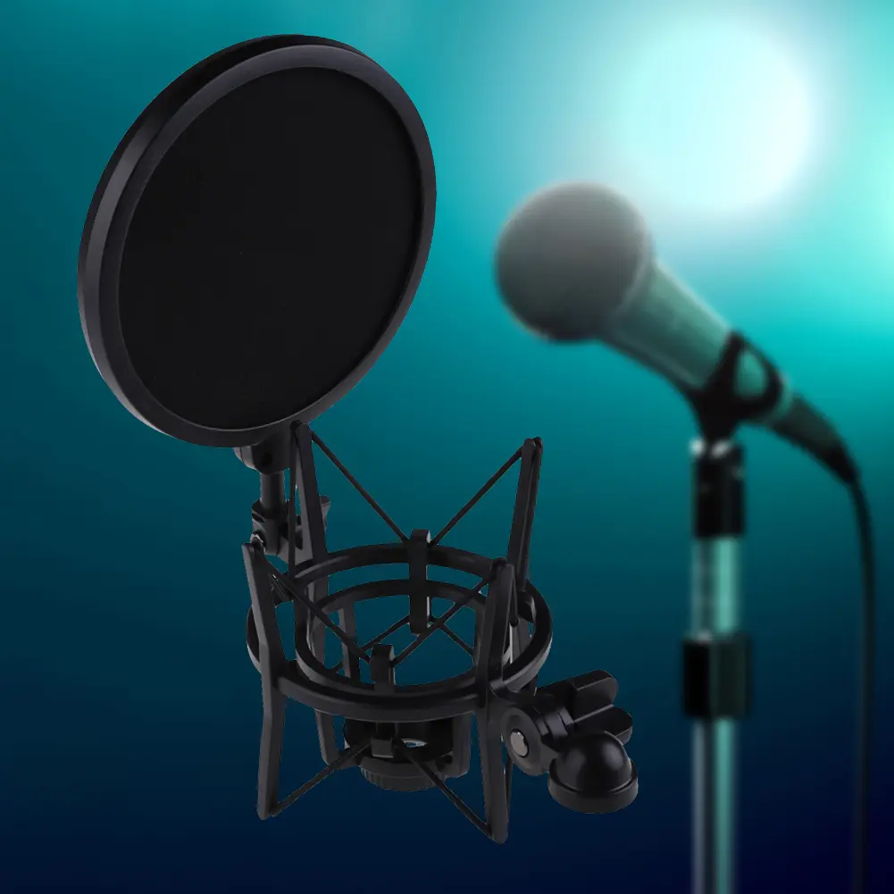 Mic Shock Mount Holder Professional Microphone Stand Shock Mount with Shield Filter Screen Studio Stand