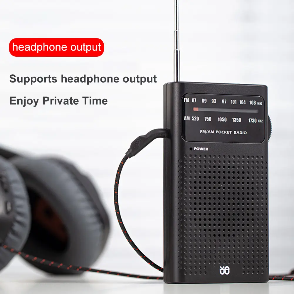 Mini Pocket Radio HIFI Full Band AM FM Radio Battery Powered Compact Radios Player Telescopic Antenna Best Reception for Elderly