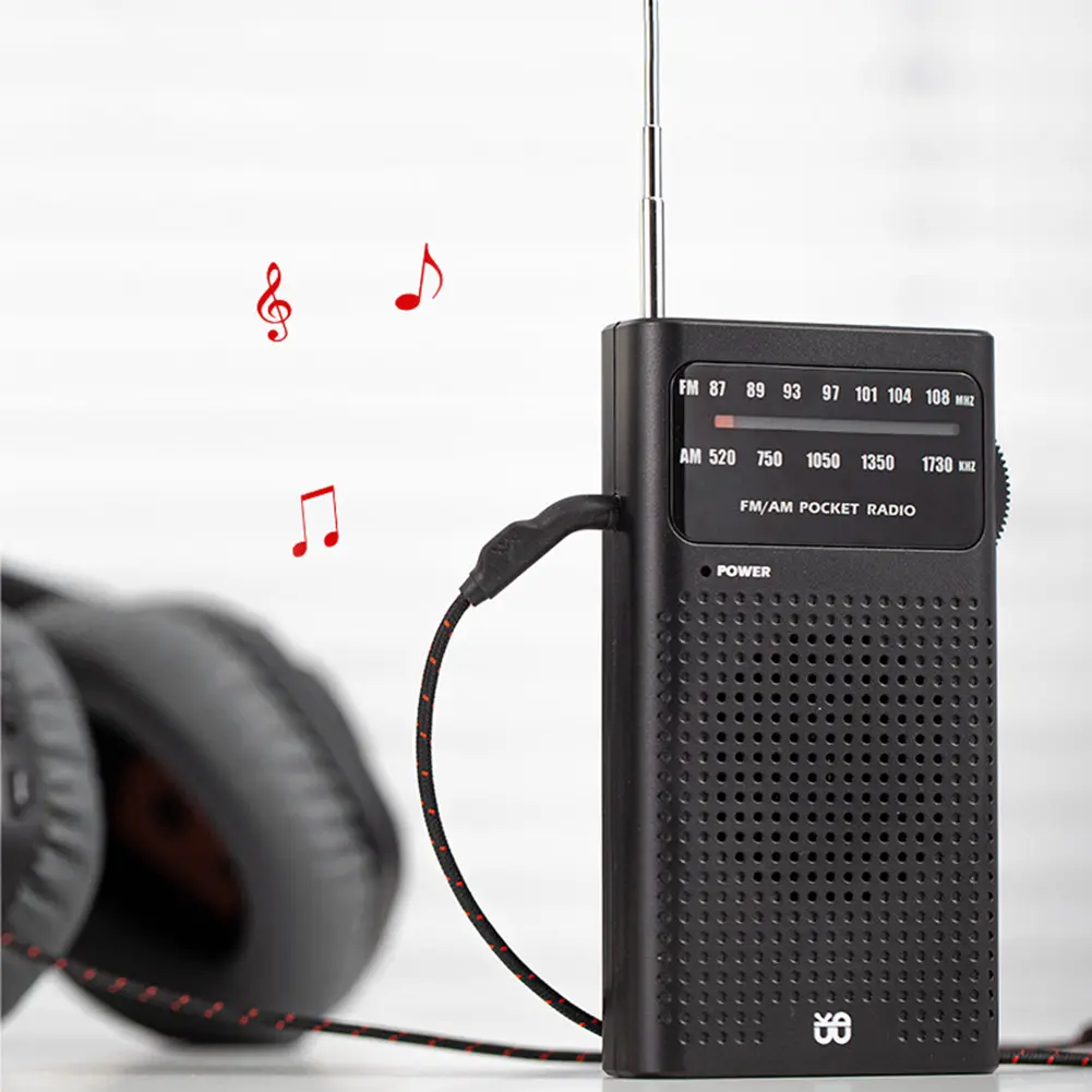 Mini Pocket Radio HIFI Full Band AM FM Radio Battery Powered Compact Radios Player Telescopic Antenna Best Reception for Elderly