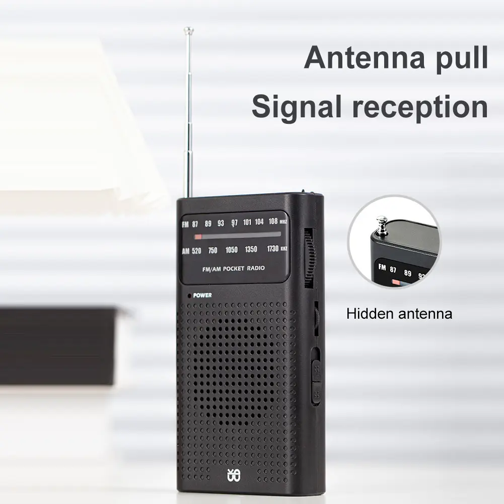 Mini Pocket Radio HIFI Full Band AM FM Radio Battery Powered Compact Radios Player Telescopic Antenna Best Reception for Elderly