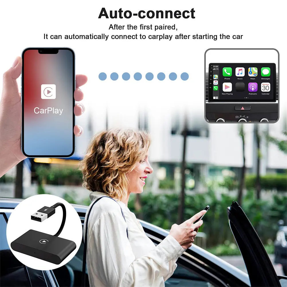 2 in 1 Wireless CarPlay Android Auto Adapter Carplay AI Box Plug & Play CarPlay Dongle for iPhone and Android Factory Wired Cars