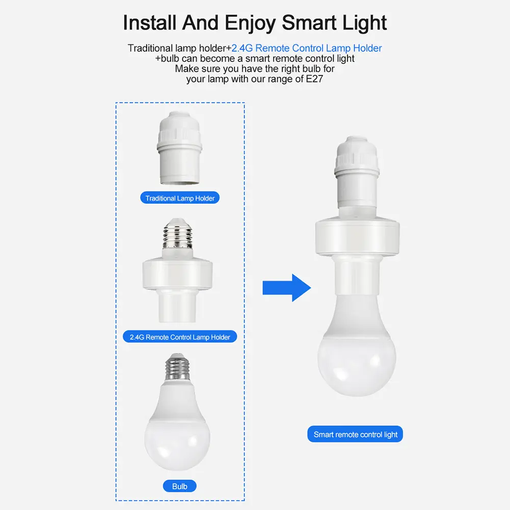 LED Lamp Holder Protocol APP Remote Control Smart Light Bulb Socket E27 Bulb Holder Bluetooth-compatible Supports App