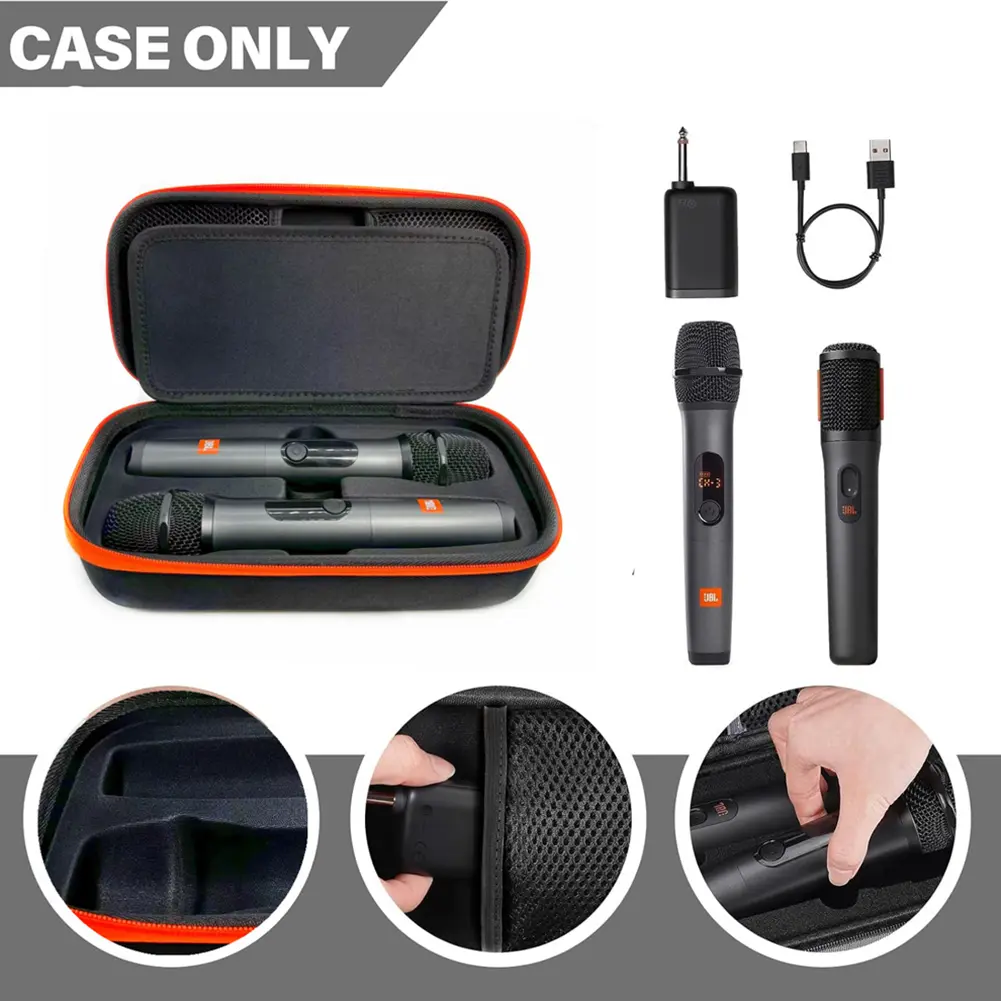 Wireless Microphone Case Mic Travel Bag Anti-Scratch Hard Travel Case Organizer Storage Box for JBL PartyBox Wireless Microphone