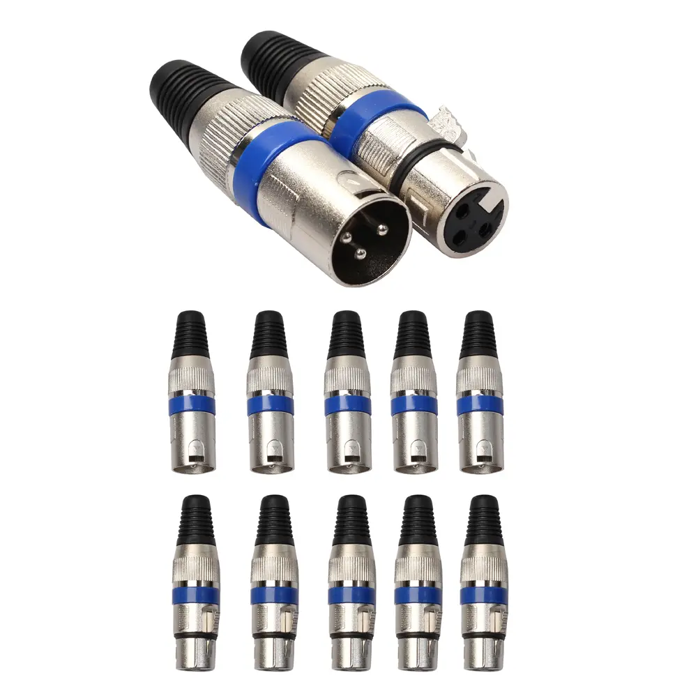 5 Pairs MIC Jack Plug Portable Audio Cable Connector Practical Convenient  Multi-function XLR 3 Pin for Video Connecting