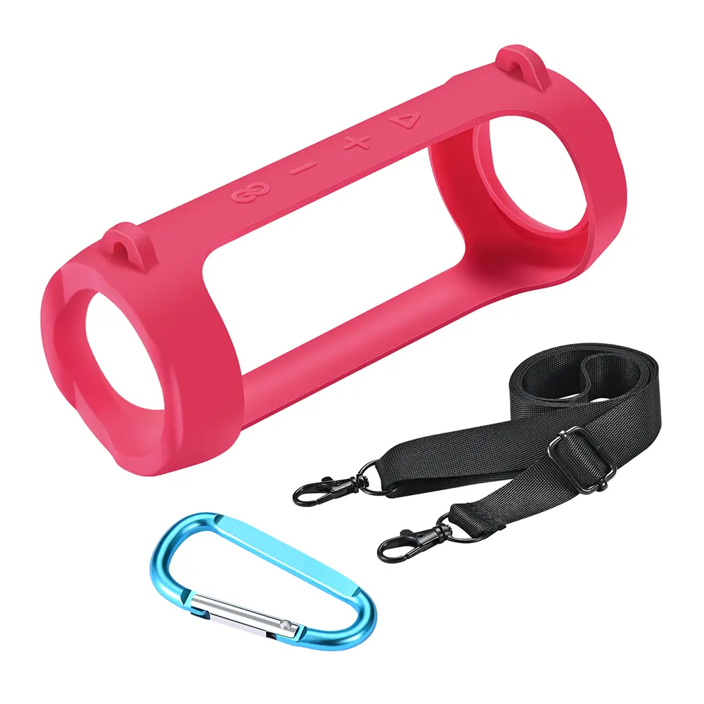Silicone Protective Cover with Carabiner Waterproof Speaker Protective Case Adjustable Strap Portable for JBL Flip 6/Flip 5