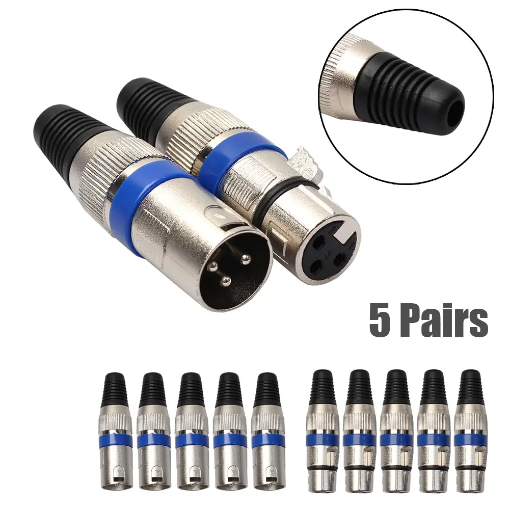 5 Pairs MIC Jack Plug Portable Audio Cable Connector Practical Convenient  Multi-function XLR 3 Pin for Video Connecting