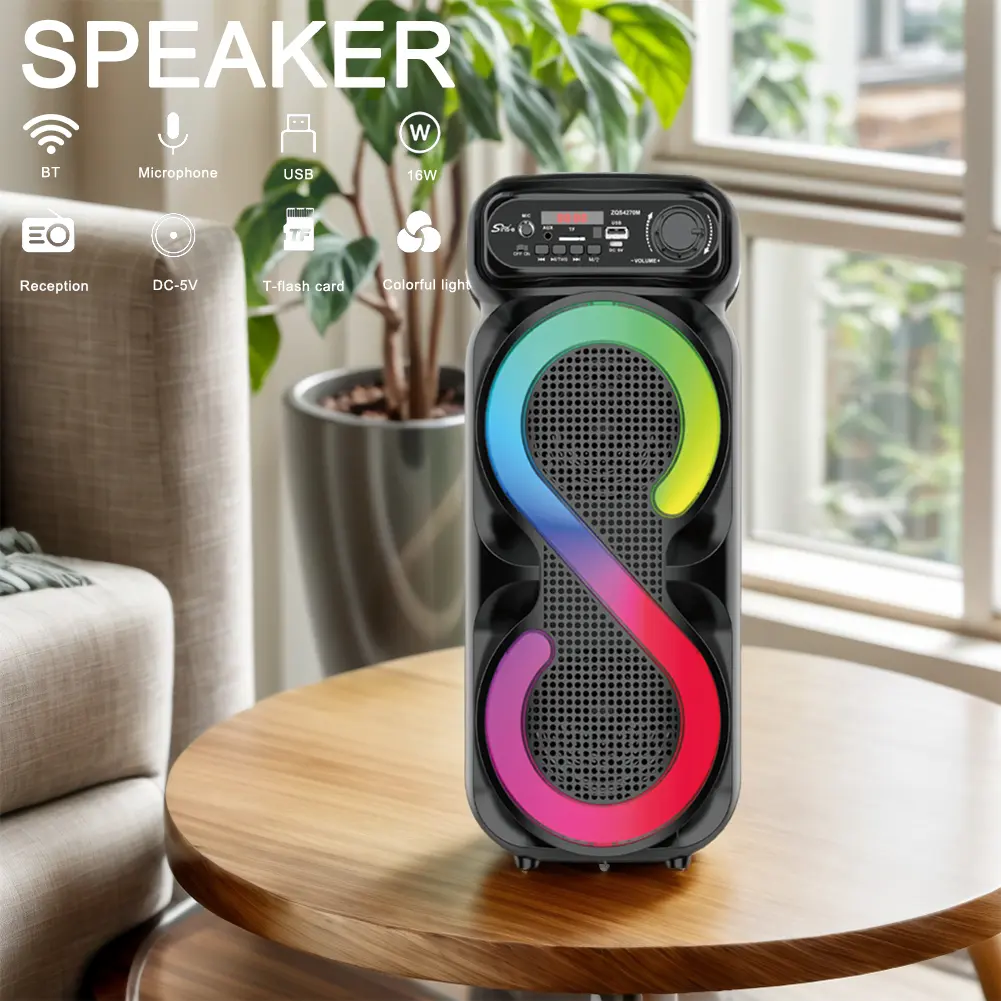 Bluetooth-Compatible Speaker Portable Boombox with RGB Light Outdoor Speaker USB/TF Wireless Speaker High Volume for Home Travel