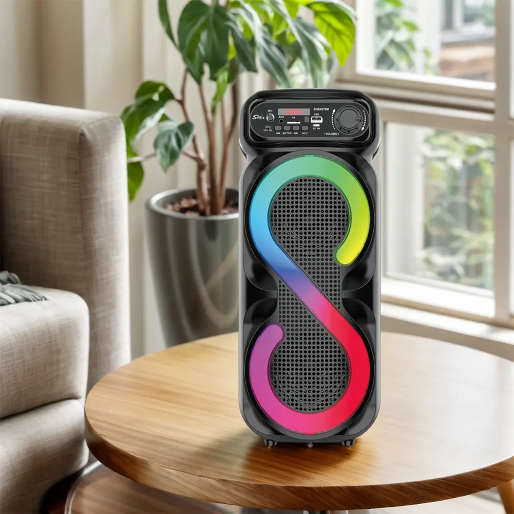 Bluetooth-Compatible Speaker Portable Boombox with RGB Light Outdoor Speaker USB/TF Wireless Speaker High Volume for Home Travel