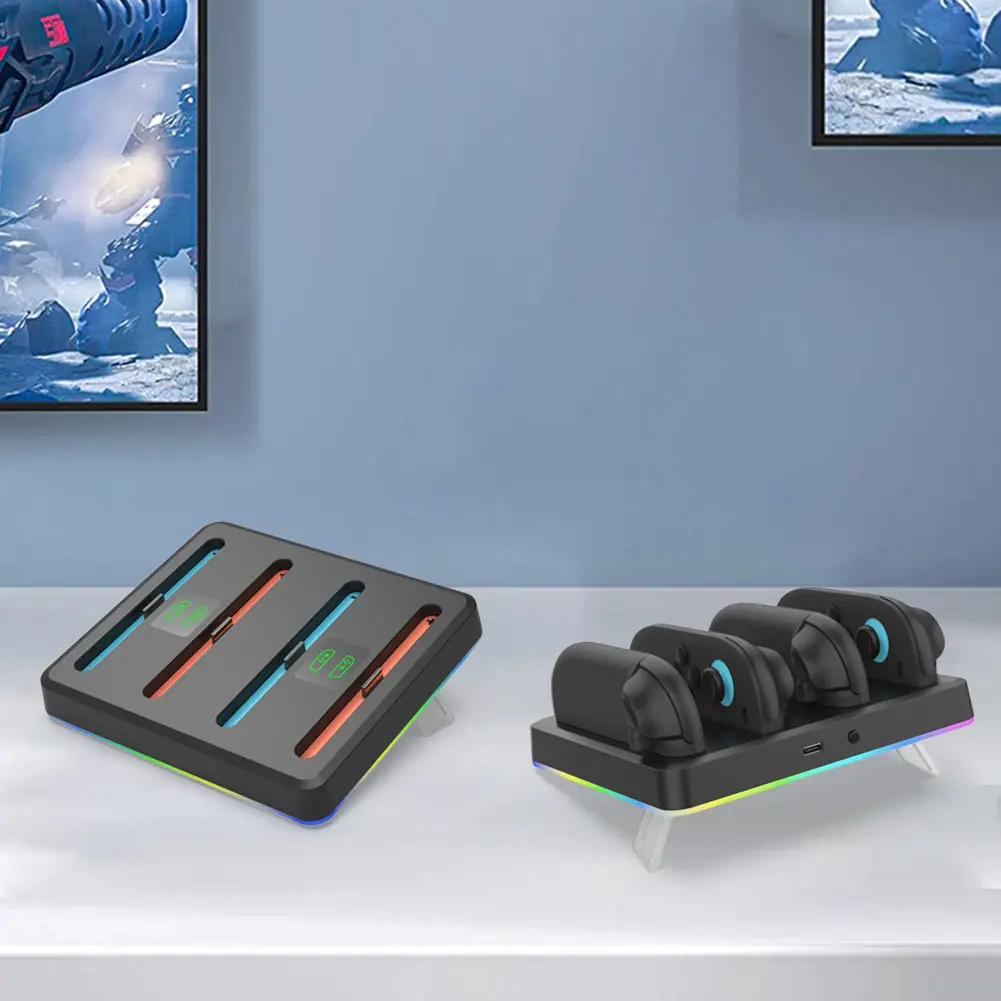 Controller Charger with RGB Lights Charging Dock Magnetic Controller Charger Stand Station for Nintendo Switch2 Accessories