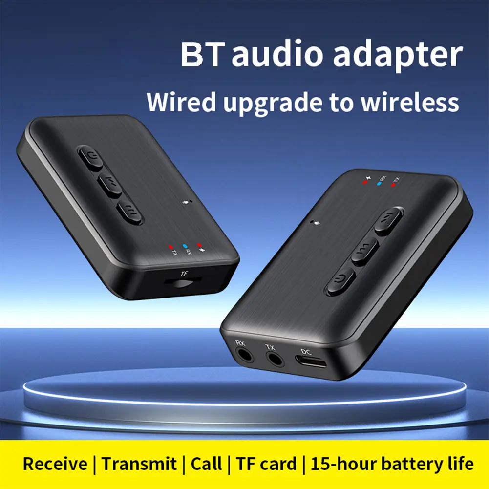 BT 5.3 Adapter Music Receiver 3.5mm AUX Audio Receiver Support TF Card Wireless Adapter for Home Speakers Wired Headphones
