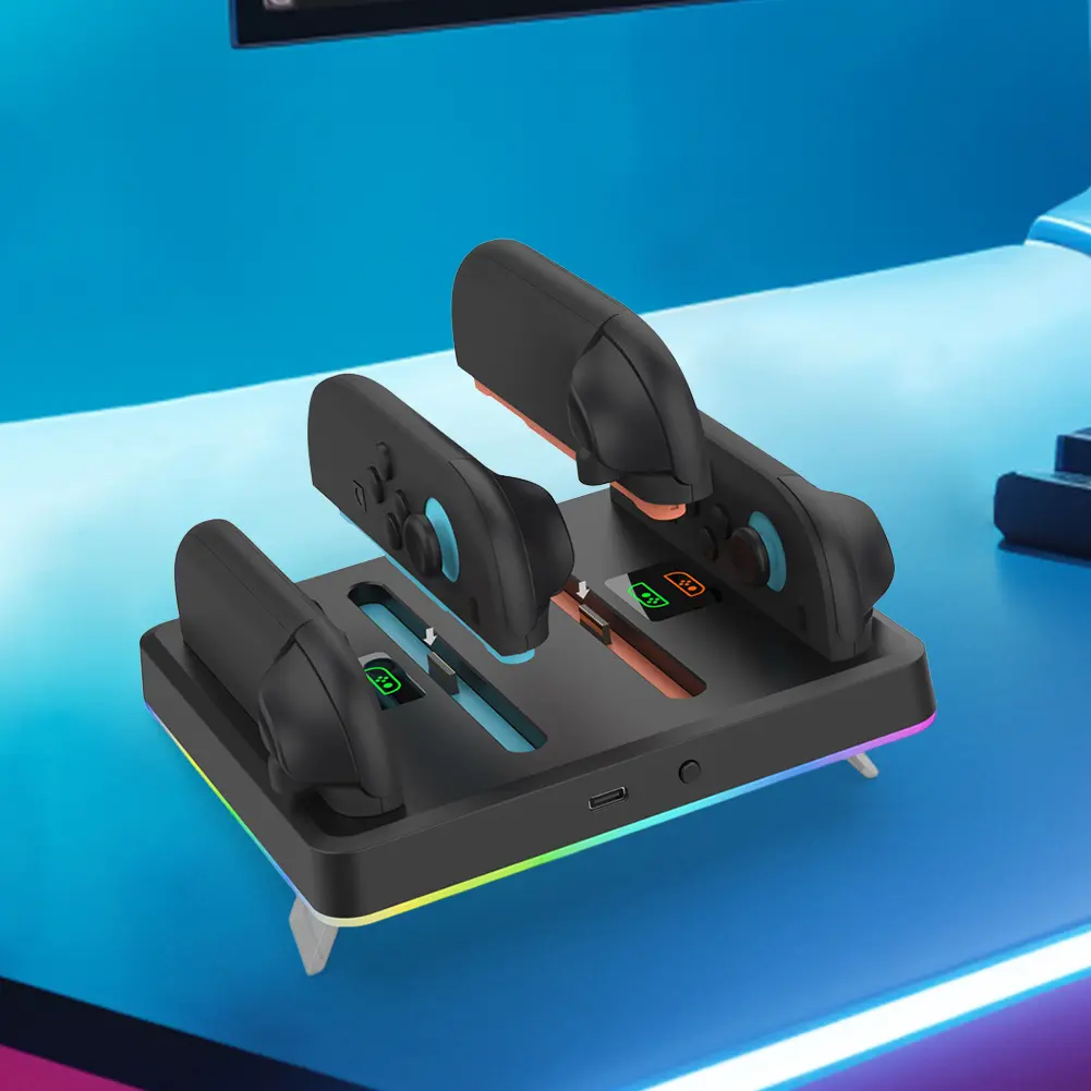Controller Charger with RGB Lights Charging Dock Magnetic Controller Charger Stand Station for Nintendo Switch2 Accessories