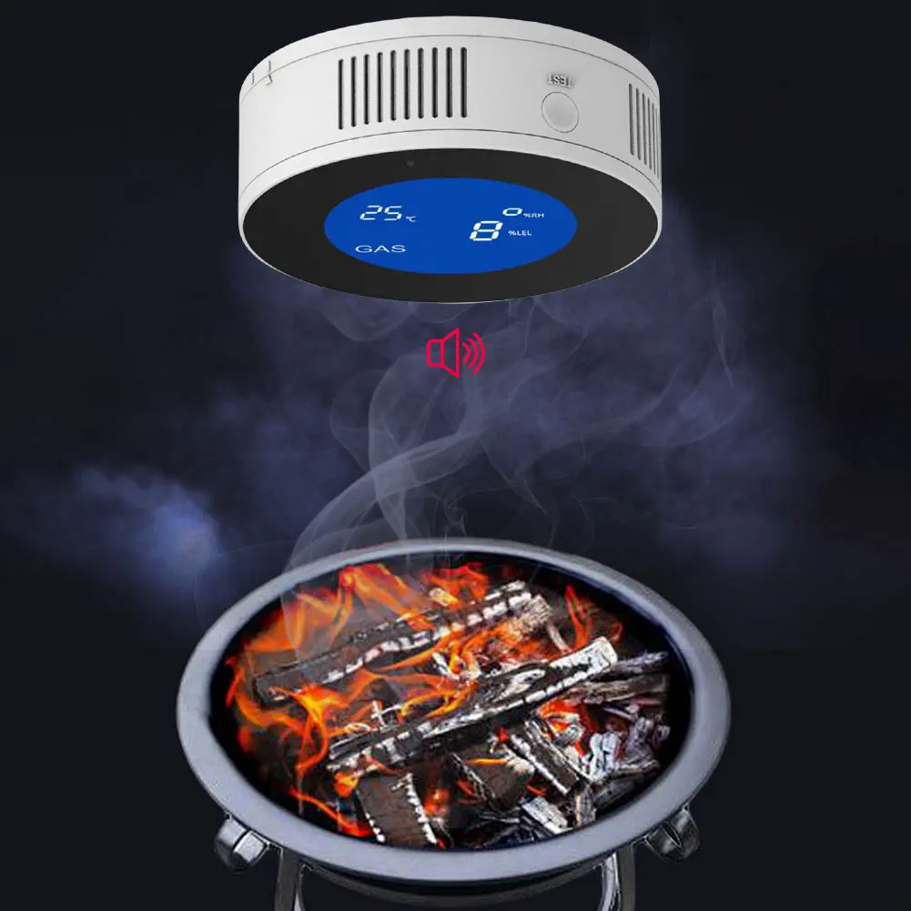 WiFi Natural Gas Alarm LCD Digital Display Gas Leak Sensor Combustible Gas Leak Alarm for Home Kitchen