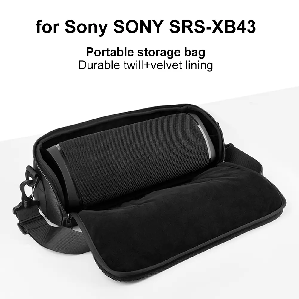 Nylon Storage Bags Adjustable Sholder Strap Speaker Protective Case Double Zipper Scratch Resistant Shockproof for SONY SRS-XB43