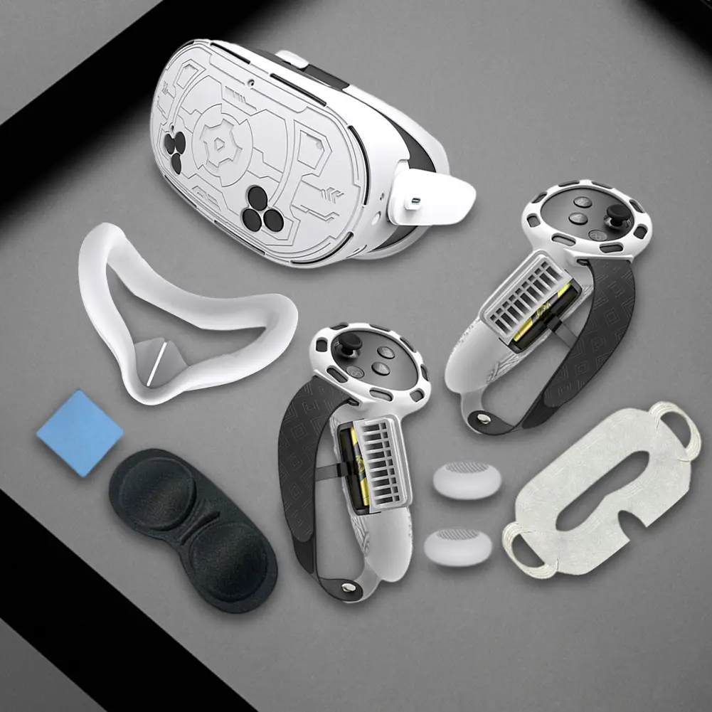 7Pcs VR Accessories Protective Cover Anti-Fall for Meta Quest 3S VR Headset Accessories Set VR Face Cover Controller Grips Cover