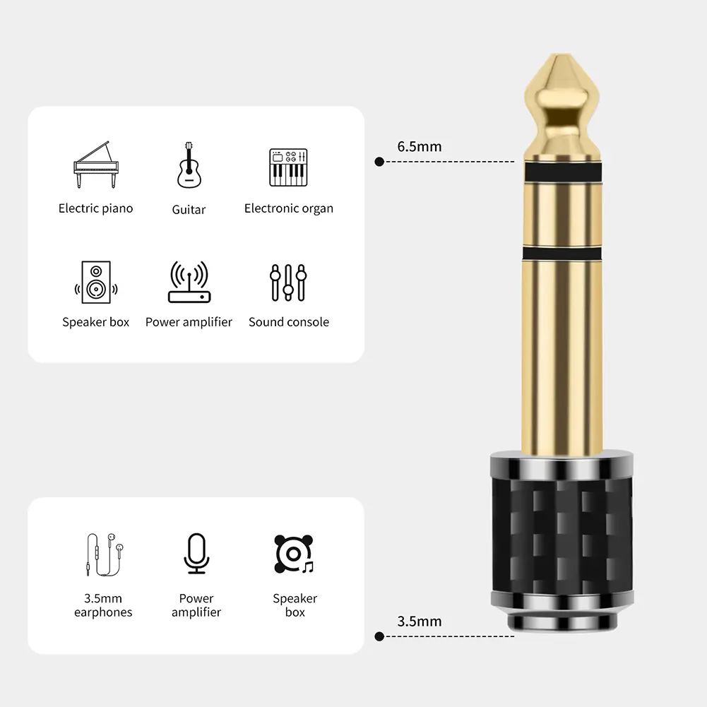1/2 Pcs 1/4inch To 3.5mm Adapter Male To Female Stereo Headphone Audio Adapter 6.35 To 3.5 Converter for Headphone Amp Adapter