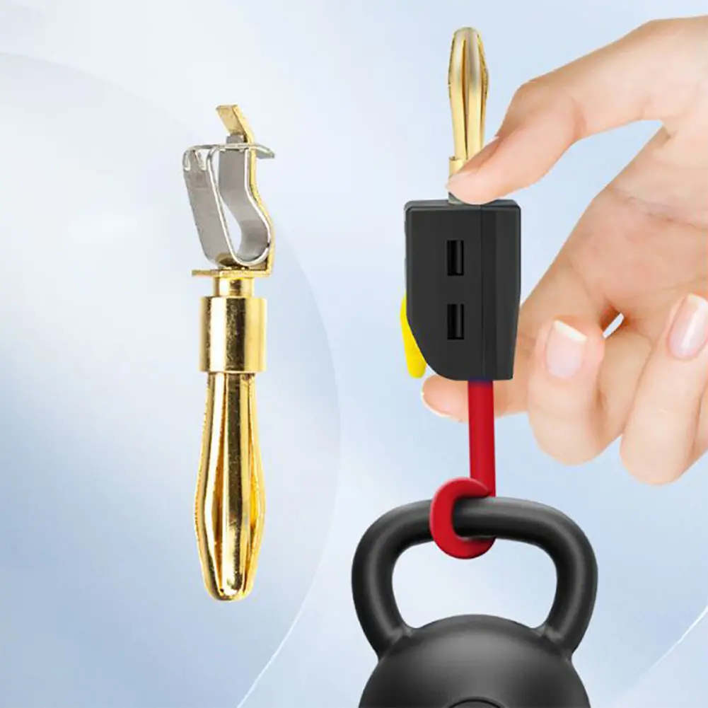 10Pcs 4mm Gold-Plated Banana Connector Solder-Free Quick Connect Plug Self-Locking Lantern Buckle Plug for Home Office