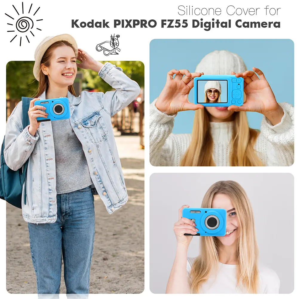For KODAK PIXPRO FZ55 Slim Fit Camera Bag with Lanyard Lightweight Camera Sleeve Anti-Scratch Outdoor Travel Camera Protect Case