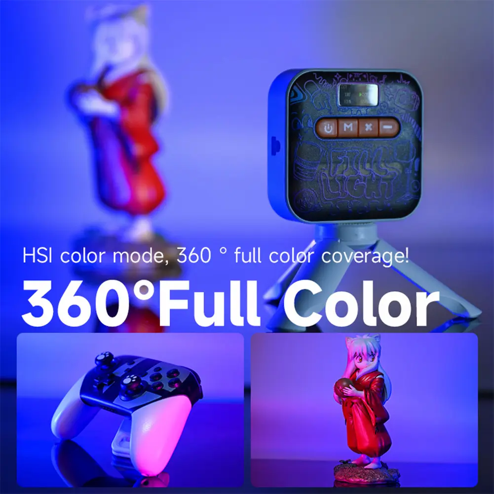 RGB Camera Light 2500K-9000K Portable Photography Lighting 2000mAh Rechargeable Fill Light for Photography