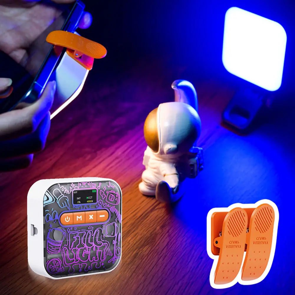 RGB Camera Light 2500K-9000K Portable Photography Lighting 2000mAh Rechargeable Fill Light for Photography