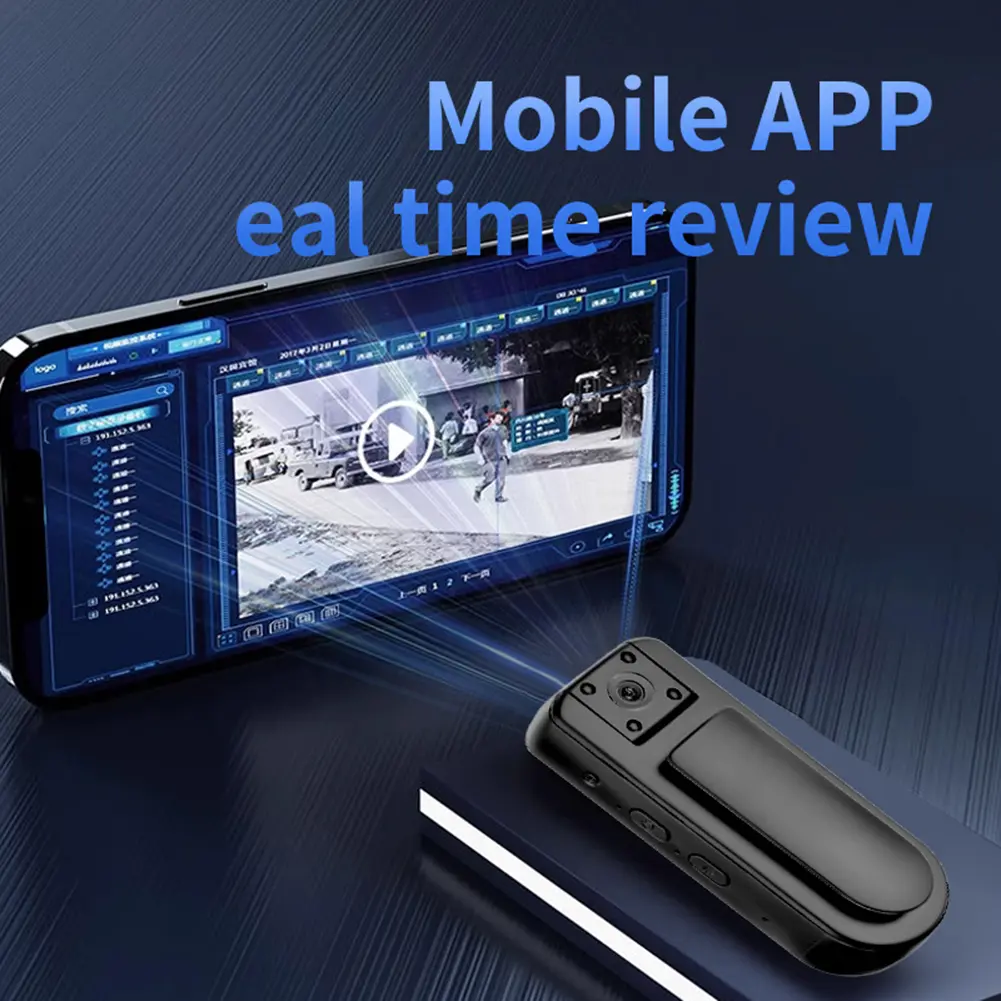 HD 1080P Portable Small Personal Camcorder 180° Rotatable Lens WiFi Body Worn Cam Night Vision with Audio & Video Recording