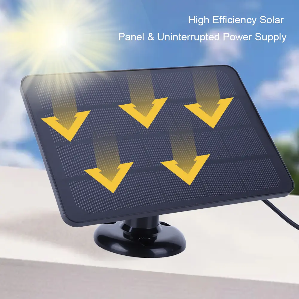4W 5V Solar Cell Panel 360° Adjustable Bracket Solar Battery Charger with 9.8FT Charging Cable for Ring Video Doorbell 4/3/2
