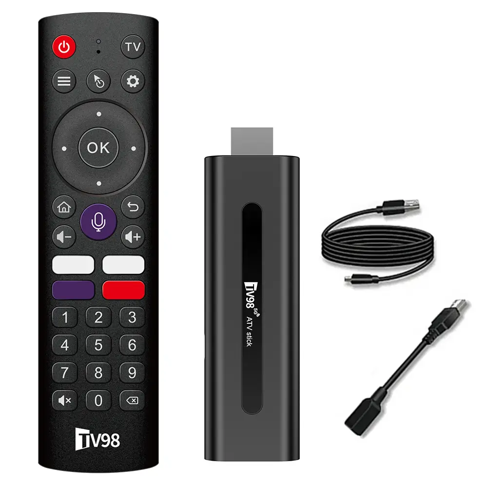 TV98 ATV H313 Android TV Stick 14.0 8K 2.4G 5G WiFi Quad Core BT5.0 Set Top Box Smart TV Box Media Player