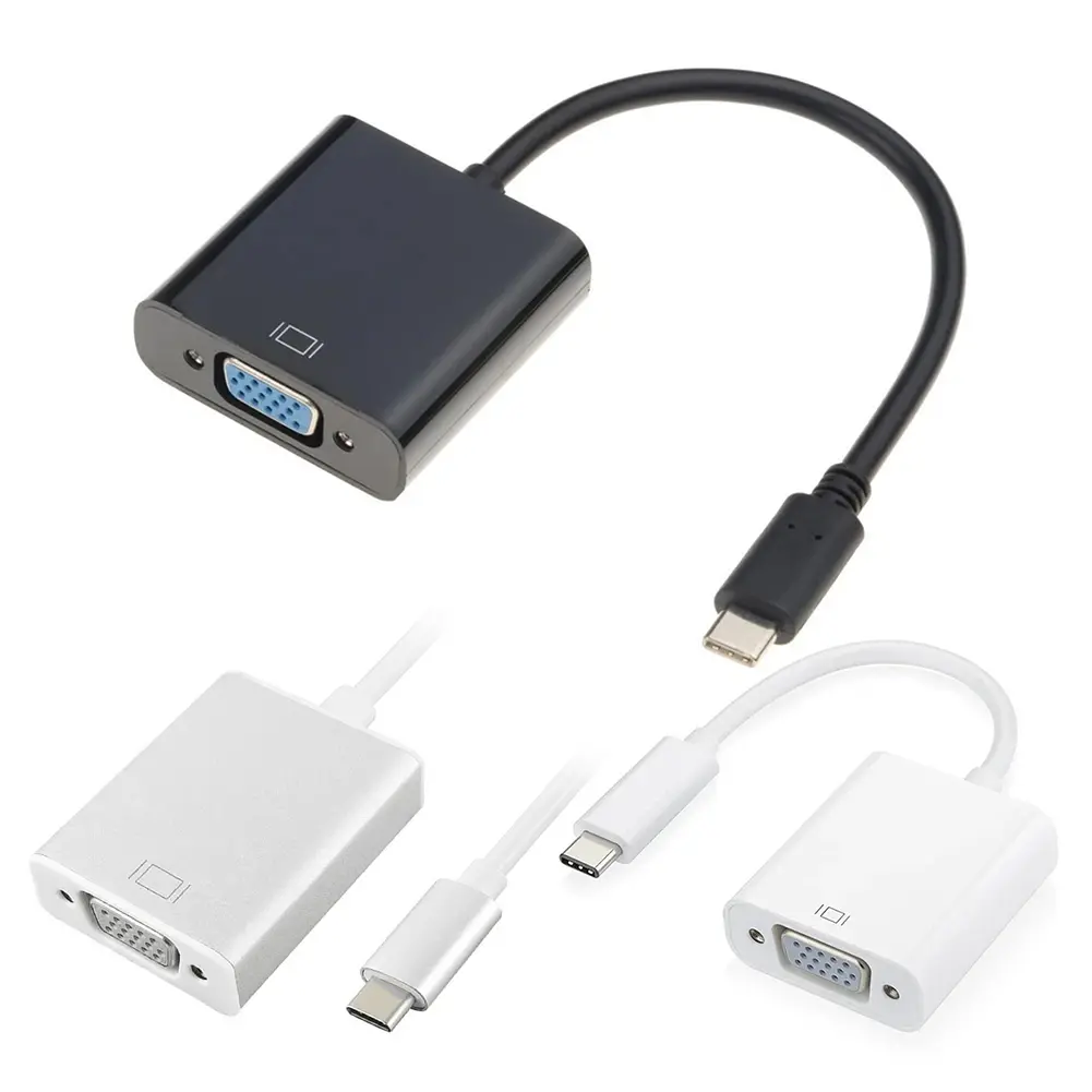 Type C To VGA Adapter USB 3.1 Type C To VGA Converter Adapter Cable 1080P FHD for Macbook 12 Inch Chromebook Pixel Lumia 950XL