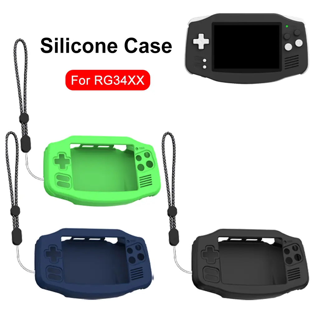 Silicone Case Anti-Scratch Protective Cover with Lanyard Soft Skin for ANBERNIC RG34XX Handheld Game Console