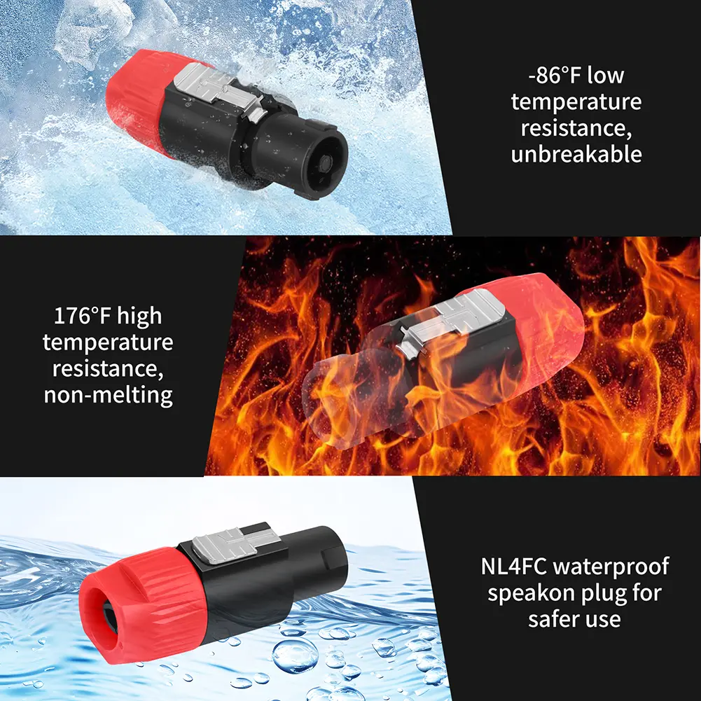 4 Pins Audio Speaker Plug with Twist Lock Audio Cable Adapter Connector for NL4FC NL4FX NLT4X NL2FC